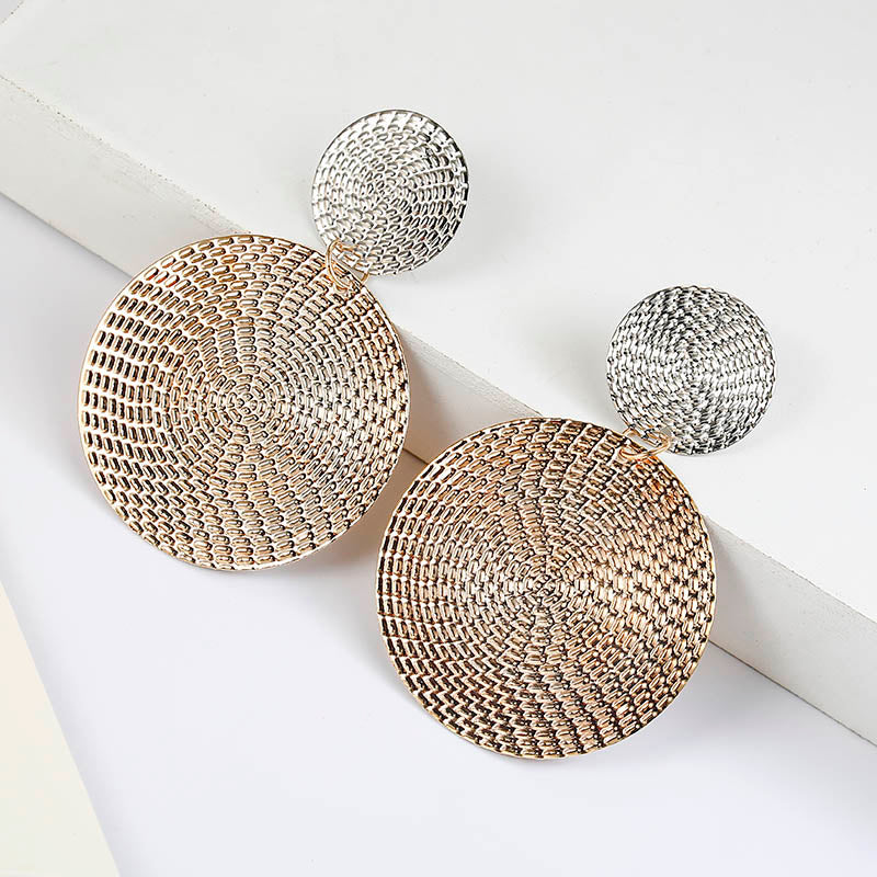 E021 New Fashion Geometric Square Round Coin Earrings For Women Fashion Punk Gold Indian Long Drop Earrings Jewelry Brincos