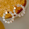 E0273 Fashion Jewelry Shining Crystal Round Circle Stud Earrings For Women Gold Color Crown Earrings Party Wedding Jewelry Gift
