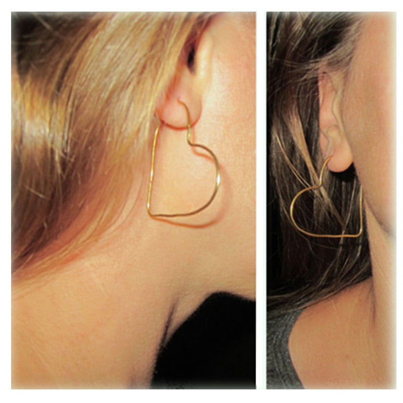 Fashion Gold Color Love Heart Hoop Earrings Large Big Peach Heart Hoop Earrings For Women Girls Birthd Gift Wholesale