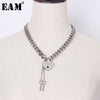 [EAM]  Women Necklace Crude Chain Simple Lock Decoration Temperament Tide All-match Spring Autumn 2022 JZ144