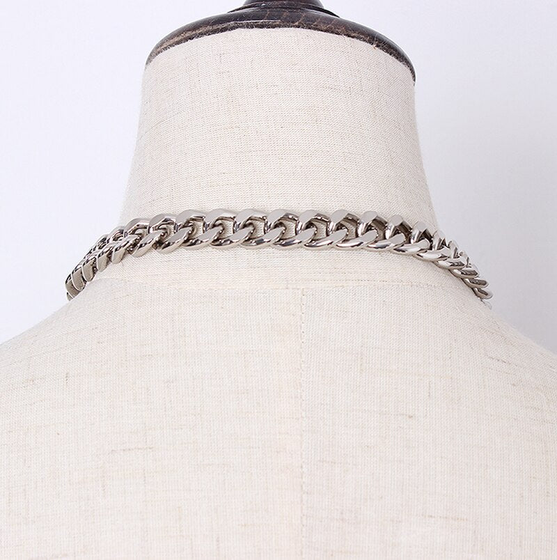 [EAM]  Women Necklace Crude Chain Simple Lock Decoration Temperament Tide All-match Spring Autumn 2022 JZ144