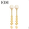 ED Trendy Woman 925 Sterling Silver Earring Jewelry Natural Pearl Tassel Drop Earrings Yellow Fine Jewelry For Women