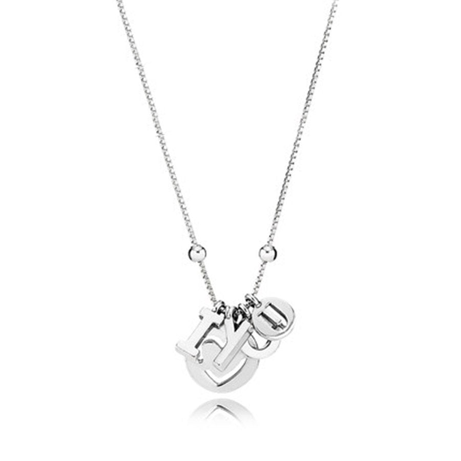 100% 925 Silver 1:1 Genuine Charm I Love You Love Emblem Pendant Necklace Appropriate Gift Valentine Gift Pan 1:1