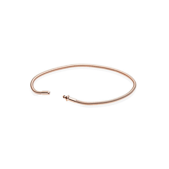 100% 925 Silver Basic Bracelet (Multiple Style Selection) Gold Color Rose Gold Silver Color DIY Beaded Chain Head
