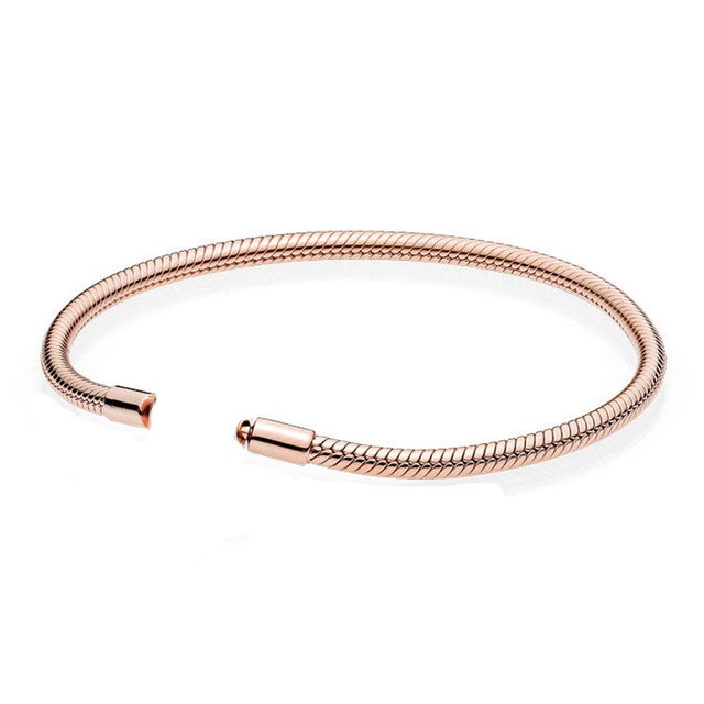 100% 925 Silver Basic Bracelet (Multiple Style Selection) Gold Color Rose Gold Silver Color DIY Beaded Chain Head
