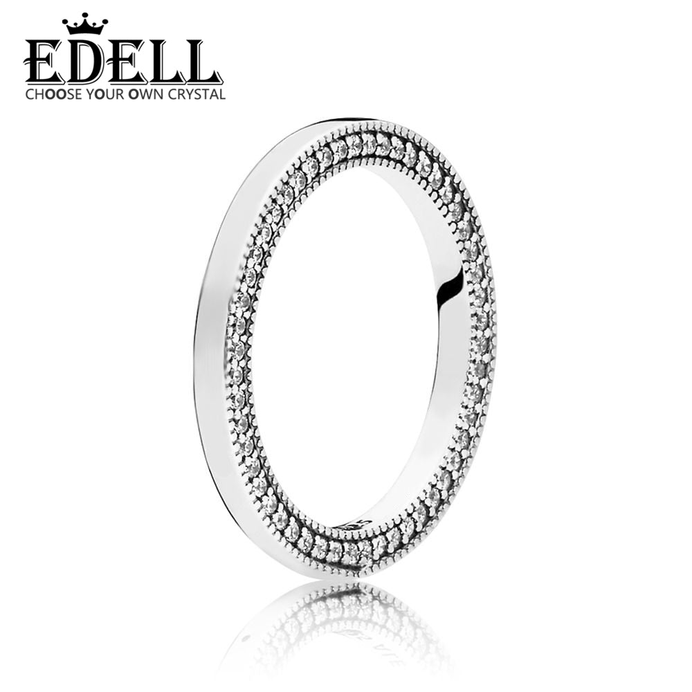 100% 925 Sterling Silver Authentic 197437CZ SIGNATURE HEARTS Ring Charm Original Women Jewelry