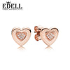 100% 925 Sterling Silver Authentic 287382CZ ROSE LOGO HEART Earring Studs Charm Original Women Jewelry
