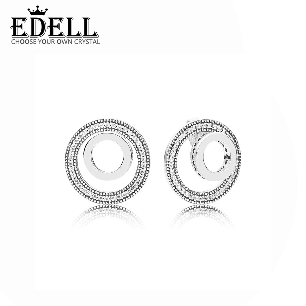 100% 925 Sterling Silver Authentic 297446CZ FOREVER SIGNATURE Earring Studs Charm Original Women Jewelry