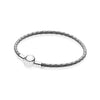 100% 925 Sterling Silver Charming Round Buckle Head Basic Leather Hand Strap Classic Casual Women Suitable Gift Original