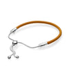 100% 925 Sterling Silver EXPLOSION OF Lovers Jewelry BRILLIANT BOW MOMENTS Golden Tan Leather Sliding BLACK LEATHER