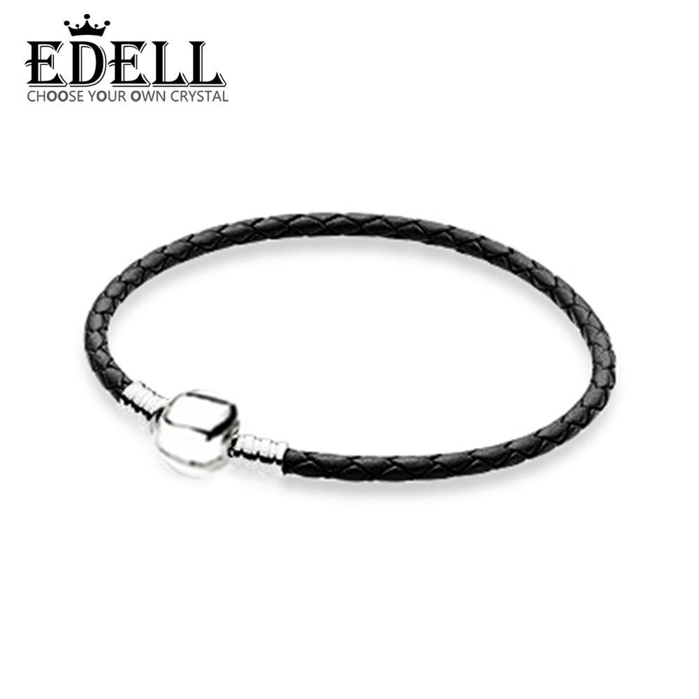 100% 925 Sterling Silver Romance Exquisite Lucky Black Basic Leather Bracelet Recommended Women Birthd Gift Jewelry