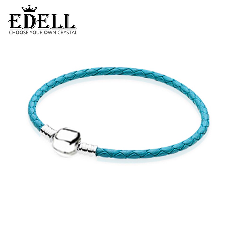 100% 925 Sterling Silver Romance Exquisite Lucky Blue Basic Leather Bracelet Recommended Women Birthd Gift Jewelry