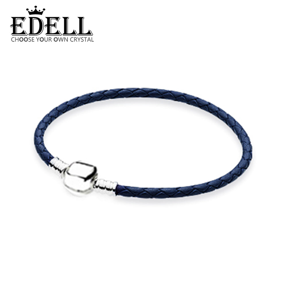 100% 925 Sterling Silver Romance Exquisite Lucky Dack Blue Basic Leather Bracelet Recommended Women Birthd Gift Jewelry