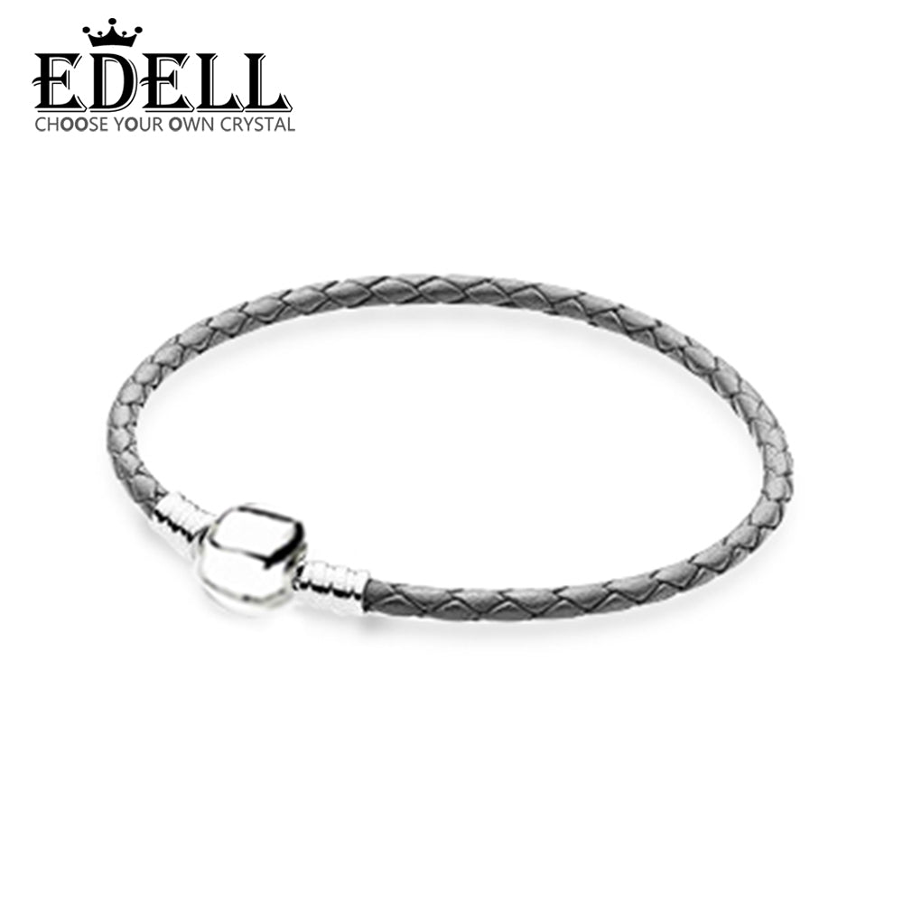 100% 925 Sterling Silver Romance Exquisite Lucky Gr Basic Leather Bracelet Recommended Women Birthd Gift Jewelry
