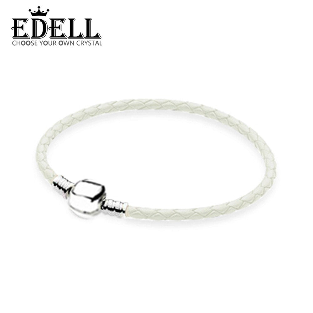 100% 925 Sterling Silver Romance Exquisite Lucky White Basic Leather Bracelet Recommended Women Birthd Gift Jewelry