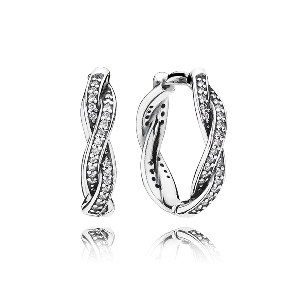 100% 925 Sterling Silver Twist Of Fate FLOURISHING HEART EARRING FOREVER SIGNATURE ALL BRILLIANT MARQUISE EARRING