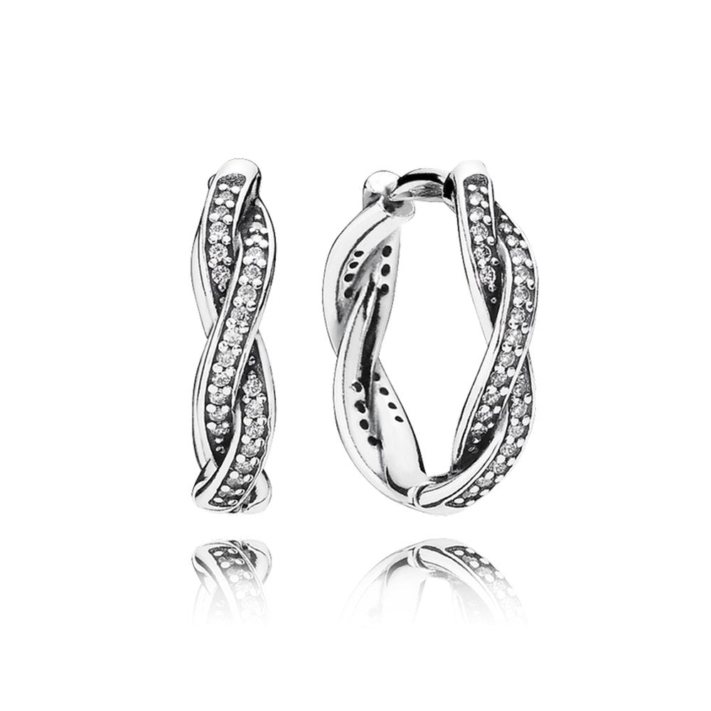 100% 925 Sterling Silver Twist Of Fate FLOURISHING HEART EARRING FOREVER SIGNATURE ALL BRILLIANT MARQUISE EARRING
