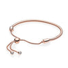 100% 925 sterling silver 1:1 Genuine Glamour 14K Gold Rose Gold Sliding Basic Bracelet Fit DIY Beaded Original Women Jewel