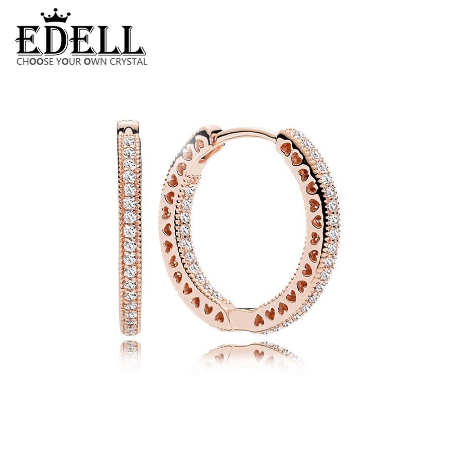 100% Sterling silver 1:1 Glamour 286318CZ Oorringen Hearts EARRINGS Original Women wedding Fashion Jewelry 2020