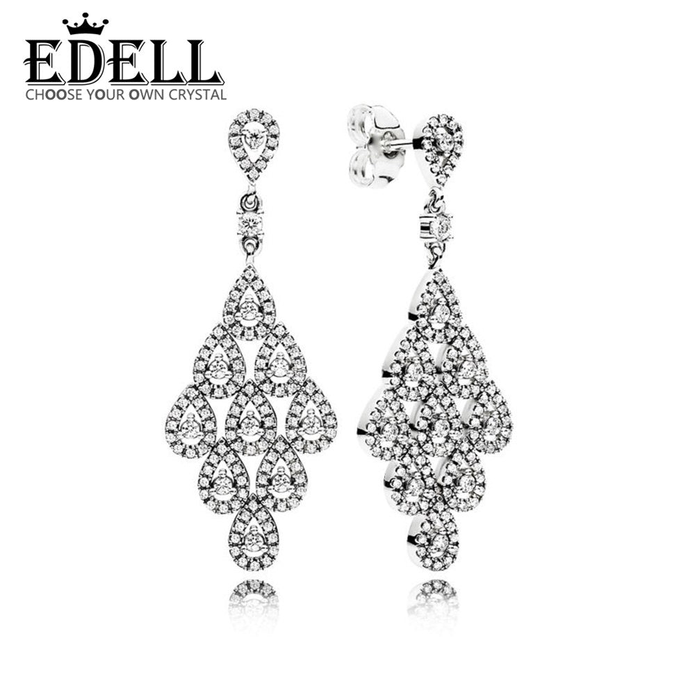 100% Sterling silver 1:1 Glamour 296201CZ CASCADING GLAMOUR SMALL STUDS Original Women wedding Fashion Jewelry 2020