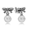 925 Sterling Silver Bowknot crystal PAN Earrings Wing modeling Fit DIY original Charm Earrings Free shipping