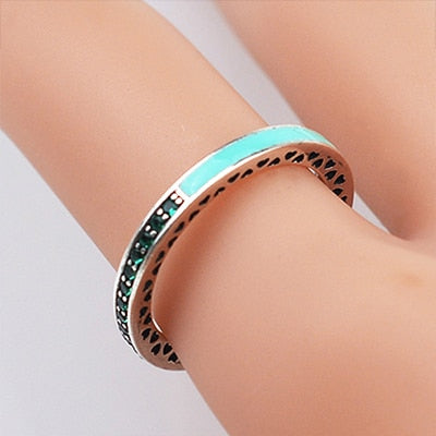 Genuine 925 Sterling Silver Radiant Hearts Multicolor Enamel Wedding Ring For Women Fine S925 Rings Jewelry Gift JZ006