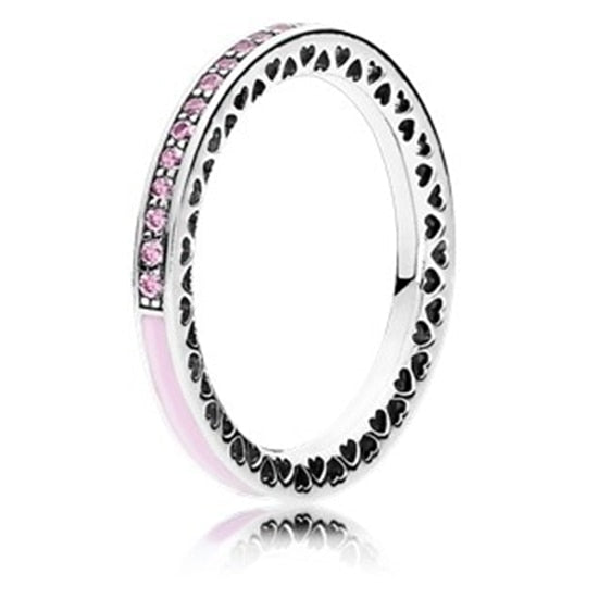 Genuine 925 Sterling Silver Radiant Hearts Multicolor Enamel Wedding Ring For Women Fine S925 Rings Jewelry Gift JZ006