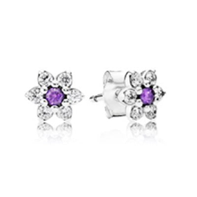 EDELL100% 925 Sterling Silver Snowflake Earrings Crystal Fashion Charm Beads Jewelry For Women Gift