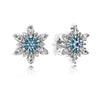 EDELL100% 925 Sterling Silver Snowflake Earrings Crystal Fashion Charm Beads Jewelry For Women Gift