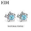 0.6cttw Blue Topaz 925 Sterling Silver Fashion Stud Earrings Women Solitaire Rose Beauty And The Beast Design Fine Jewelry