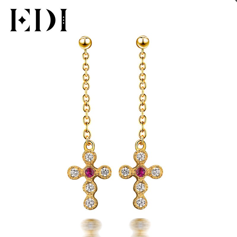 2020 Trendy Woman 925 Sterling Silver Drop Earrings Yellow Natural Ruby Hangers Dangle Earring For Women Fine Jewelry Gift