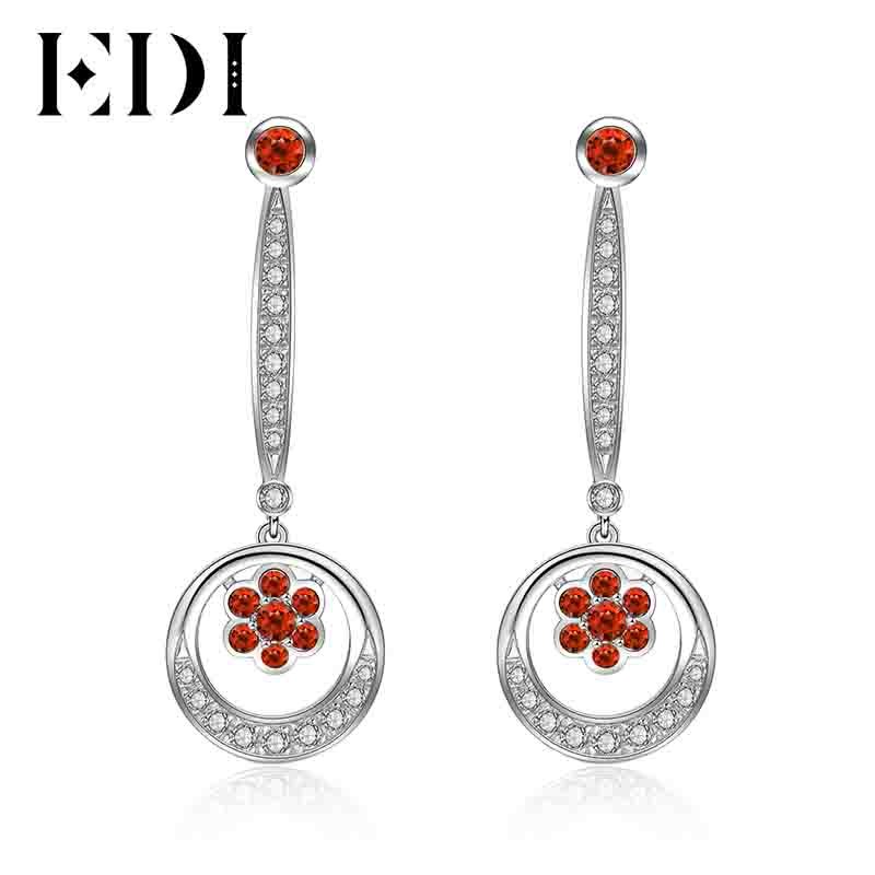 2020 Women Natural Garnet Dangle Drop Earrings 925 Sterling Silver Earrings For Women Wedding Bride Decoration Fine Jewelry