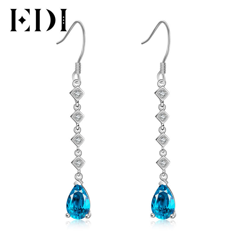 5*8mm Natural Topaz Long Water Drop Earrings Gemstone 925 Sterling Silver Female Jewelry Fashion Jewelry