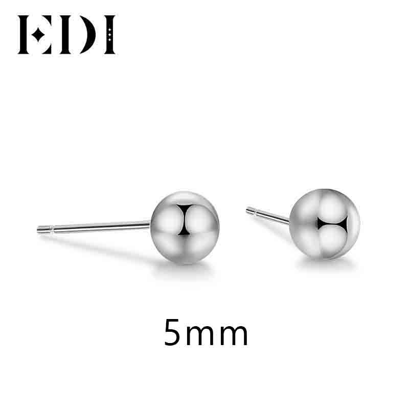 Classic 100% Real 925 Sterling Silver Stud Earrings For Women Ball Shape Fine Jewelry