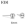 Classic 100% Real 925 Sterling Silver Stud Earrings For Women Ball Shape Fine Jewelry