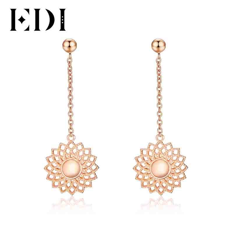 Classic Rose Quartz Drop Earring 925 Sterling Silver Flowers Dangle Earrings For Women Fine Jewelry GZE0069