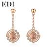 Desig Rose Quartz Drop Earring Push-Back 925 Sterling Silver Statement Wedding & Engagement Earrings For Women Fine Jewellry