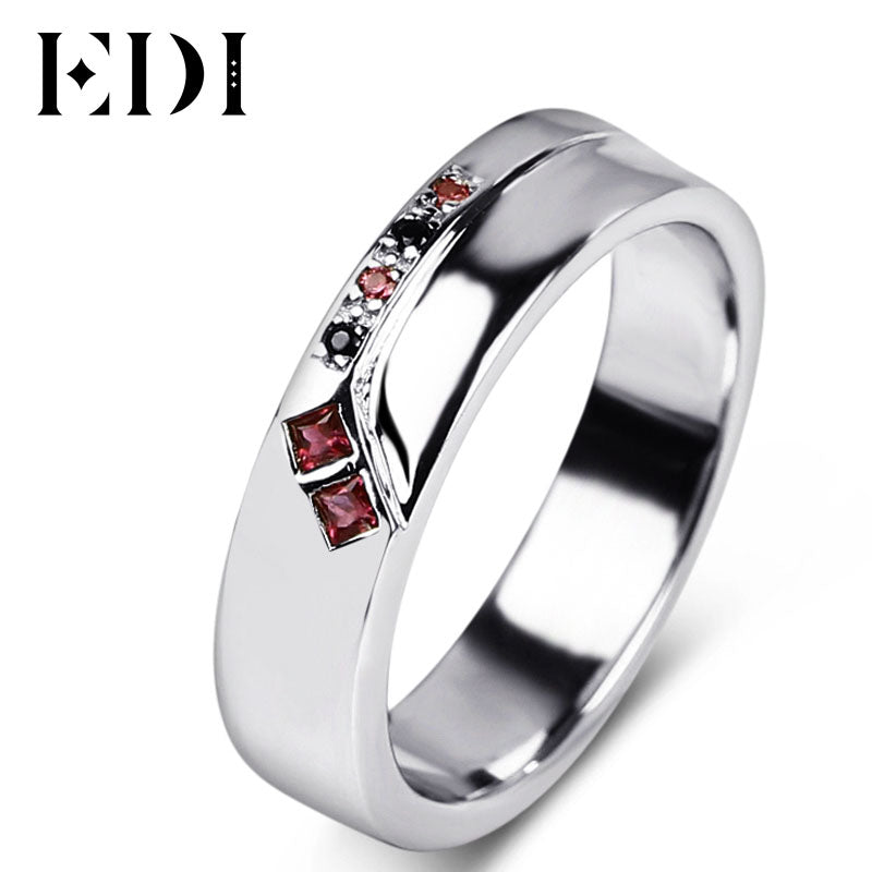 Lover's 925 Sterling Adjustable Silver Ring Simulated Ruby Sapphire Brand Wedding/Engagement Rings For Men Women In Jewelry