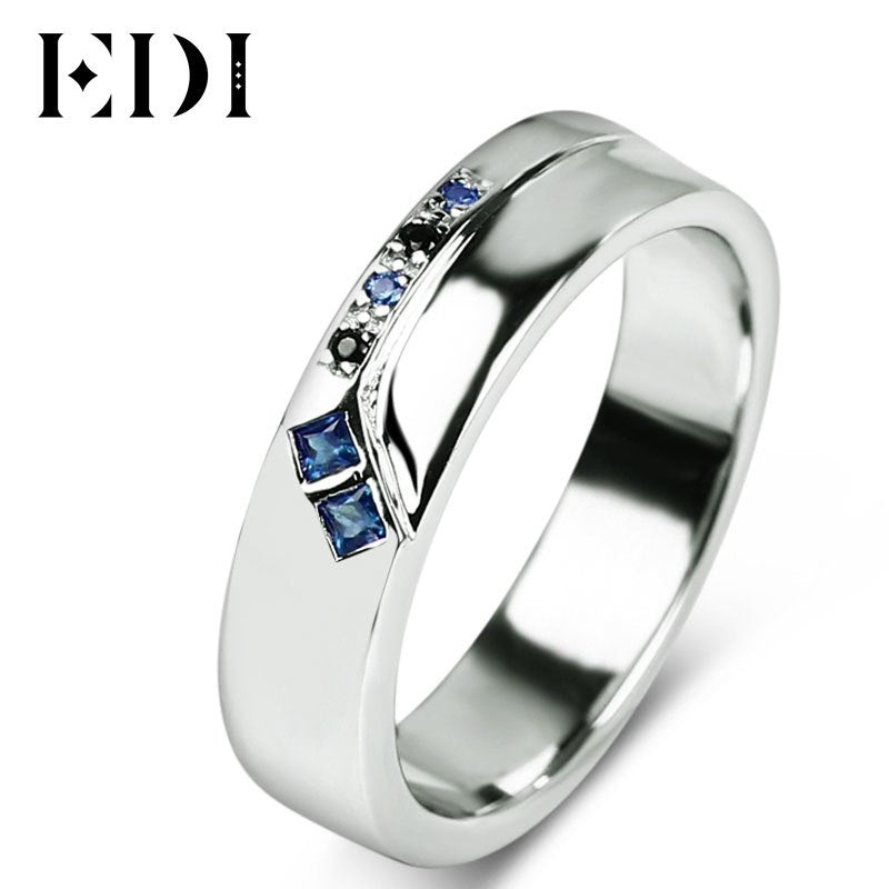 Lover's 925 Sterling Adjustable Silver Ring Simulated Ruby Sapphire Brand Wedding/Engagement Rings For Men Women In Jewelry