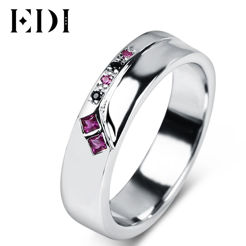 Lover's 925 Sterling Adjustable Silver Ring Simulated Ruby Sapphire Brand Wedding/Engagement Rings For Men Women In Jewelry