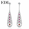 Luxury Garnet 925 Sterling Silver Long Drop Earrings Feather Oorbellen Hangers Trendy Dangle Earring For Women Fine Jewelry