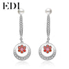 Luxury Natural Garnet 925 Sterling Silver Dangle Earring Fashion Pearl Drop Statement Double Earrings For Women Jewelry