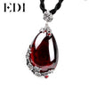 Retro Ro Garnet Gemstone 100% 925 Sterling Silver Natural Chalcedony Pendant Necklace Female Fine Jewelry