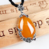 Retro Ro Garnet Gemstone 100% 925 Sterling Silver Natural Chalcedony Pendant Necklace Female Fine Jewelry