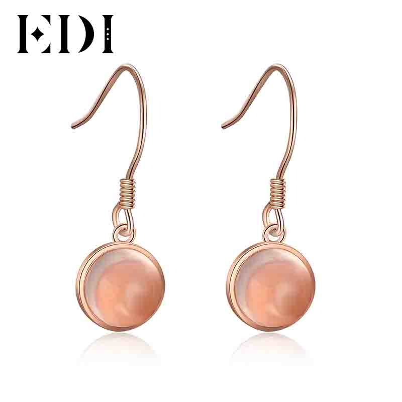 Simple Rose Quartz Round Drop Earrings 925 Sterling Silver Party Ball Dangle Earring For Women Fine Jewellery GZE0071