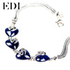 Sterling Silver 925 Bracelet 4 Heart Natural Gemstone Women's Bracelet Thai Silver Retro Fine Jewelry For Woman Gift