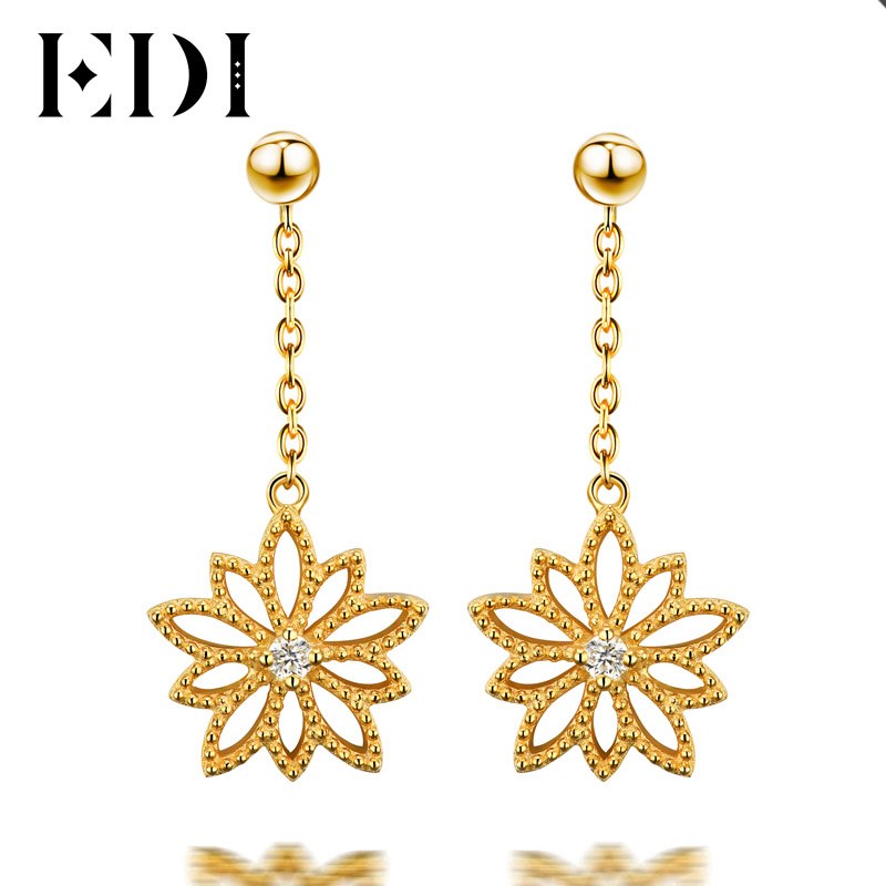 Trendy Woman 925 Sterling Silver Flower Drop Earrings For Natural White Topaz Dangle Earring Wedding Fine Jewelry For Women