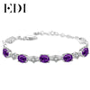 Trendy Women Five Stone Amethyst Bracelet Oval Cut Purple Crystal 925 Sterling Silver Bracelets For Wedding Jewelry Gift