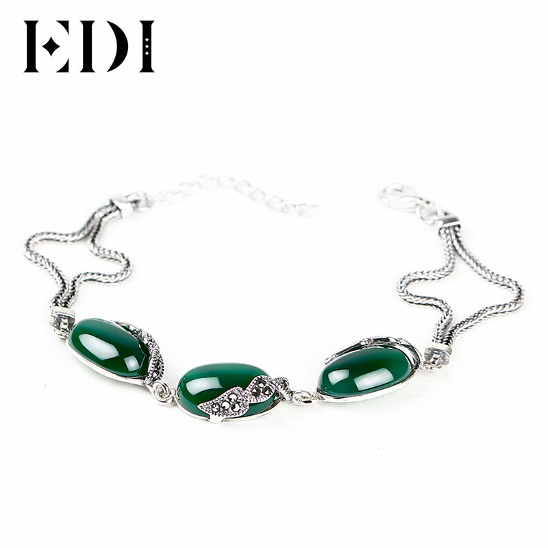 Women 925 Sterling Thai Silver Bracelet Anklets For Women Chalcedony Mystic Red Garnet DIY Bracelets Bohemian Leg Jewelry