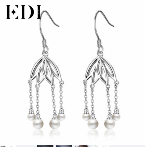 Women Trendy 100% Natural Pearls Tassels Earring 925 Sterling Silver Long Drop Earring For Women Jewelry Gift